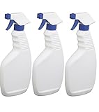 MOONRISE スプレーボトル 500ml 霧吹き 詰め替え容器 除菌剤・殺菌剤などの詰め替え容器 (平型, 白/青 ３本セット)