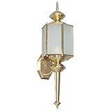 Sunset Lighting F6861-10 Outdoor Wall Lantern with Frosted Seedy Glass, Polished Brass Finish [並行輸入品