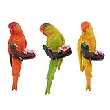 P Prettyia オウムの装飾　レジン　オウム　バッゲリガ　オーナメント　生き生き　素敵　３個　樹脂