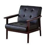 (DORIS) ソファ【ジル1P ブラック】 ヴィンテージレザー　天然木フレーム レトロソファ 幅65.5cm 組み立て式