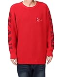 [カールカナイ] ウォッシャブル リミテッド 袖 ジャカード セーター メンズ レディース ニット 綿ニット コットンニット 綿100 春 夏 251K1490 レッド L