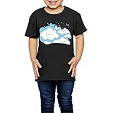 プライベートカスタム ボーイとガール 可愛い キュート 雲 イラスト Ｔシャツ 体に合う Black Size 5-6 Toddler