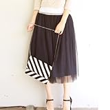 Milk tea マタニティ 授乳服 リバーシブル・チュールスカート 2Way ボトムス 産前産後 (ネイビー)