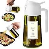 TrendPlain 470ml オイルスプレー 料理用 - 遮光・貼付けシール付き 2イン1 スプレーボトル＆ディスペンサー 油スプレー ブラック