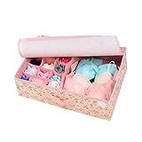 yougheny 収納ケース 収納ボックス 15仕切り 衣類・肌着・下着・小物・靴下整理ケース 可愛い 便利 コンパクト ファスナー仕様 ピンク薔薇