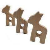 Kissteether 三つ オーガニックブナ木製アルパカナチュラル手作り木製TeetherベビーギフトDIY木製パーソナライズペンダント環境に優しい安全なベビーTeetherおもちゃ (3pcs)