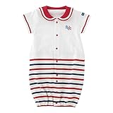 (チャックル) chuckle *ボンシュシュ*セーラー襟ボーダー半袖新生児ツーウェイオール レッド 50-60cm P5013-00-21