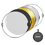 NEEWER 51"/130cm ライトレフ板 ハンドルグリップ付き 3/8"スレッド 5in1折りたたみ式丸型ディフューザー 半透明/シルバー/ゴールド/ホワイト/ブラック 写真照明 屋外照明に適用 RF-130II
