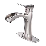 Eyekepper ニッケルブラシ仕上げ シングルハンドル ウォーターフォール 浴室 洗面 シンク 蛇口ミキサータップ 6139N