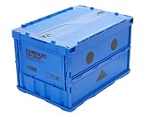 【Amazon.co.jp限定】トラスコ中山(TRUSCO) ダンボー 薄型折りたたみコンテナ TRC50BADNBDB ロックフタ付き ダークブルー 3.ダークブルー 収納ケース 収納ボックス
