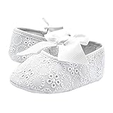 Domybest ベビーシューズ 春秋　綿　花柄　リボン　柔らかい　滑り止め底靴　赤ちゃん　子供　祝い お出かけ 日常生活　白 (11cm)