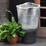 信楽焼　白窯変ひねり花入れ（花器、花瓶）傘立て　しがらき焼　笠立て　陶器　おしゃれ　ha-0210
