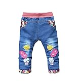 bibicolaスプリング新しい到着漫画かわいいフラワーパンツベビーロングパンツガールズパンツキッズ服ベビー女の子パンツ 3T ブルー