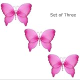 Set of 3 :バタフライデコレーションクリスタルナイロンメッシュHanging蝶スパンコールグリッター赤ちゃん保育園寝室の女の子部屋天井壁装飾結婚誕生日パーティーシャワーby bugs-n-bl