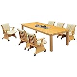 ダイニングこたつ ハイタイプこたつ 木製 6人用コタツ 7点セット NA