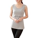 タンクトップ 授乳 服 マタニティ ウェア キャミソール (M, グレー)