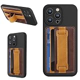 スマホスタンド カード入れ 落下防止 ハンドストラップ カードケース 手帳型 カードポケット スマホカードケース 貼り付け カード収納ケース SUICA 定期入れ カード最大4枚収納 スマホ 背面 カードホルダー PUレザー 軽量 スリム 片手操作便利 iPhone, android 全機種対応 携帯ステッカーポケット クレジットカードホルダーケース(ブラウン)