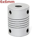 ランフィー 6mm x 6mm アルミニウムフレキシブルシャフトカップリング OD19mm x L25mm CNC ステッピングモーターカプラコネクタ