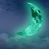 HYSENM ウォールステッカー 蛍光 光る月 三日月 ウオールシール 夜光 壁紙シール 蓄光ステッカー 三日月型 子供部屋 寝室 ベビールームステッカー グリーン 18.5*30cm