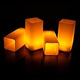 12のセット電池式フレイムレスキャンドルちらつきFaux Square Electric LEDティーライト、ウェディングクリスマスハロウィンパーティーホーム装飾ホワイトボディ イエロー CDL201