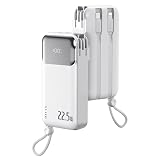 【2026新モデル】モバイルバッテリー 10000mAh 大容量 3in1 コンセント一体型 折りたたみ式プラグ ACアダプター付 4台同時充電可能 PD 22.5W急速充電 2本ケーブル内蔵 デジタル残量表示 安全保護機能搭載 PSE認証 機内持ち込み可能 iPhone&Android対応 （ホワイト）