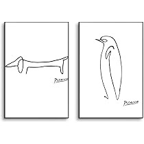 Amazon.co.jp: 抽象画 アートパネル 2枚 飾り絵 ピカソ フクロウ 線画