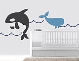 Orca Whale保育園壁デカール用ベビールームデコレーション – Nauticalシリーズ – 壁画壁デカールステッカーホーム内部装飾車ノートパソコン( 116e ) Wide 24" x 10"