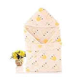 Petit Bella フード付き おくるみ ガーゼタオル 新生児 6重ガーゼケット ベビー 赤ちゃん オールシーズン 大判 100％コットン 通気 吸汗 保温 出産祝い (イエロー クラウン柄)