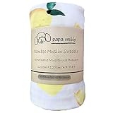 Papa Smible Muslin Swaddle Blankets Bamboo Cotton Baby Swaddle Wrap 47×47 Larg Wrap Swaddle lemon fl