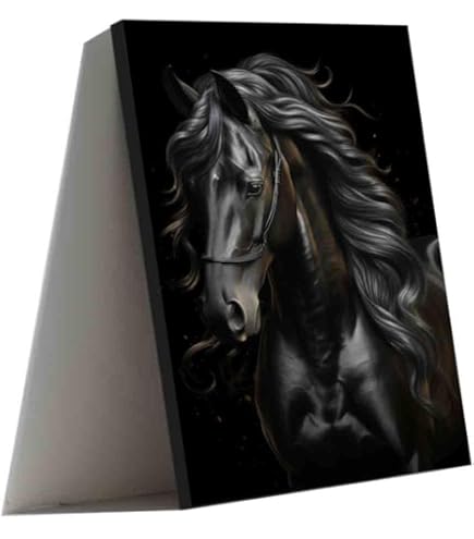 オマージュアート　黒馬 Amazon.co.jp: ZXHYWYM 馬の顔の絵 野生の馬 ウォールアート カップル