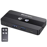 Cable Matters 10Gbps USB C 切替器 リモコン付属、Type-C 切替器 2台PC用、データ専用 USBC KVM スイッチ、USBA & USBC 周辺機器2台ずつ共有、ビデオ・充電非対応