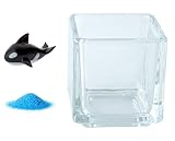 花市場直送便 ミニチュアガラス シャチ B & カラーサンド ブルー & 植え込み用グラス ニューブロックS