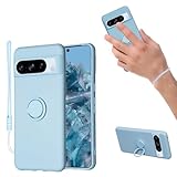 for Google Pixel 7A ケース 液状シリカゲル親肌TPU新型携帯スタンド保護カバーカップル 放熱強純色極シンプル(Pixel 7Aブルー)