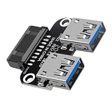 IYUANEPRO USB 3.0 19/20ピン - デュアルUSB 3.0メスポートアダプター – PCマザーボード用垂直内部拡張(B)