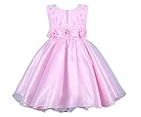 Candykids　子供ドレス/ワンピース/ 女の子スカート/ ガールズフォーマル 発表会 結婚式 入園式 演奏会 (90cm, ピンク)
