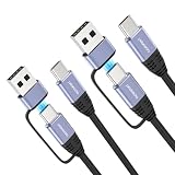 aceyoon USB C 充電ケーブル 2in1 最大100W 1M 2本セット 5A 急速充電 マルチ Type A+C to Type C 変換 ケーブル 一本多役 多機能充電コード PD QC3.0 ナイロン編み タイプC for iPhone 16 / 15 ノートパソコン タブレッド スマホに対応 USB C Cable 2-in-1
