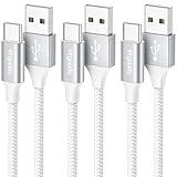 USB Type C ケーブル【1m+1m+2m 3本/白】タイプc ケーブル 急速充電 QC3.0 USB C 高速データ転送 高耐久ナイロン FireHD 8 10 Plus FireMax11、Galaxy S10 S9 A20 A21、Xperia、Xiaomi、Switch, その他Android USB Type-C機器対応