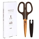 プラス はさみ 汚れ・サビに強い フィットカットカーブ プレミアムチタン ベタつかない 30度 切れ味継続加工 紙箱包装 ダークブラウン 35-724