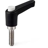 NBK 機械要素部品 ミニプラクランプレバー(おねじ)操作ボタンつき LECMS-6-12-BK-CSG (黒)