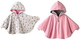 【ELEEJE】リバーシブル フード 付き パーカー 男の子 女の子 キッズ ベビー ポンチョ 出産祝い プレゼント (ピンク × グレー (M))