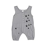 Tovadoo ベビー　ロンパース　爬行服　ノースリーブ　グレー　星柄　夏　コットンブレンド　可愛い　カッコイイ　爽やか　夏休み　遊園地　リゾート　旅行　室内　出産祝い　新生児　男の子　女の子