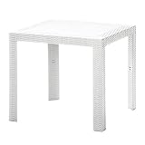 【ガーデンテーブル ラタン調 アウトドア プラスチック 庭 テラス】ステラテーブル 80×80cm ホワイト(C187-S3)