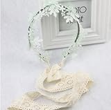 桜の雪 韓国風 女の子 可愛い おしゃれ 花びら レース リボン ヘッドドレス (グリーン)