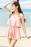 レディース水着 連体式 ワンピース セパレーツ ラッシュガード フィットネス スクール水着　着痩せ 　カップ付　保守的　夏休み 泳ぐ フリル　フレア 　バックレス (l)