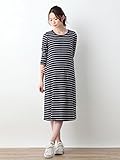 Angeliebe エンジェリーベ マタニティ ワンピース 授乳口付き ベア 天竺 パッド 付 ワンピ 妊婦服 産前 産後 長袖 (mutti Ei) L ネイビー （ ボーダー ） 21804 21