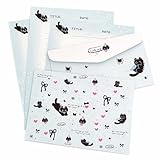 BIO レターセット 猫 かわいい 便箋 封筒 各4枚セット おしゃれ 黒猫 イラスト 手紙 文房具 ギフト