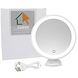 【Cadrim】　化粧鏡　LED化粧鏡　卓上ミラー　メイクミラー　スリム吸盤ミラー　壁付ミラー　メイク道具　浴室鏡　手鏡 両面鏡　化粧、髭剃り用曇らない鏡　7倍拡大鏡　タッチパネル　LEDライト付き　