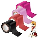Soxeeh ボンテージテープ 拘束テープ SMグッズ SMテープ 簡単拘束 静電気 調教 非粘着 4色セット 16M仕様(黒/赤/ピンク/桃)