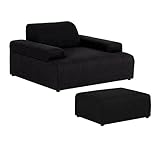 arne ソファー 1人掛け ロータイプ 肘付き オットマン付き 足置き 布張り ファブリック Hunt 1P・ottoman セット ブラック