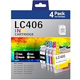 Palmtree LC406 インクカートリッジ Brotherプリンター用 Brother LC406 LC406XL用 Brother MFC-J4335DW MFC-J6955DW MFC-J5855DWプリンターに対応 (ブラック、シアン、マゼンタ、イエロー、4個パック)